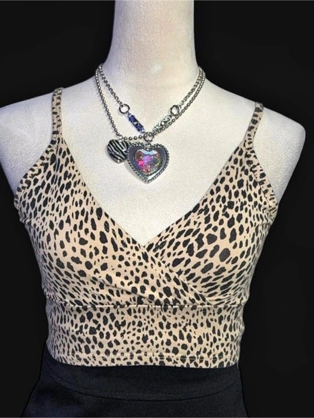 Brandy Melville Amara Tank Leopard Print Wrap Crop Top